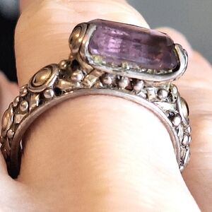 Vintage 18K Silver Amethyst Gemstone Ring